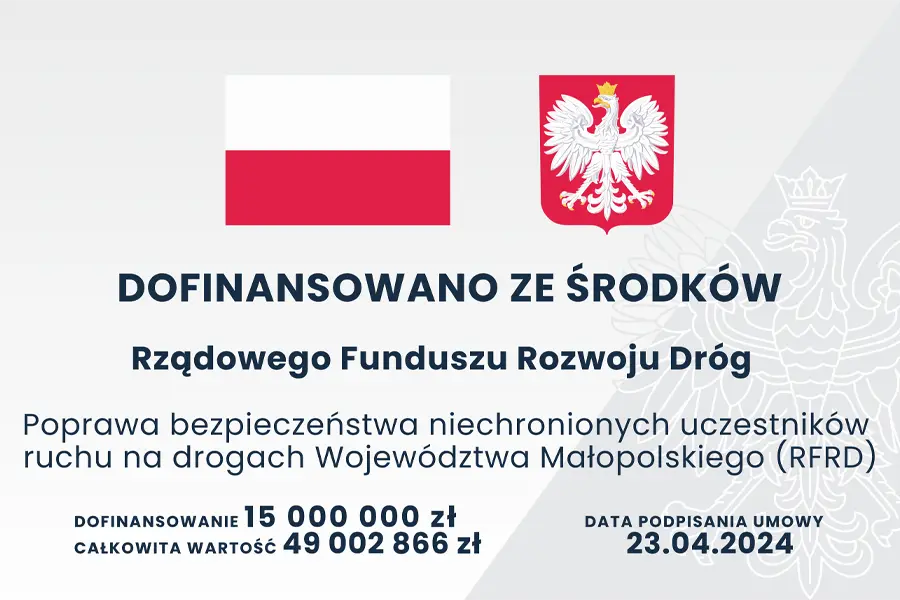 Poprawa bezpieczeństwa niechronionych uczestników ruchu na drogach Województwa Małopolskiego (RFRD)